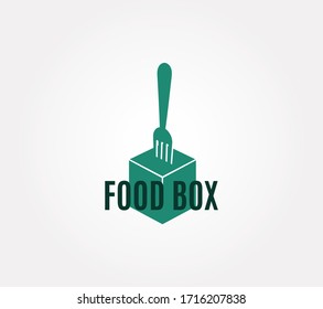 Box mit Fork Symbol Template Vektorillustration Design Catering und Restaurant Unternehmen.