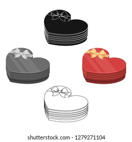 A box in the form of a red heart. A gift to a loved one.Gifts and Certificates single icon in cartoon style vector symbol stock illustration.