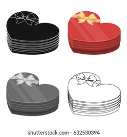 A box in the form of a red heart. A gift to a loved one.Gifts and Certificates single icon in cartoon style vector symbol stock illustration.
