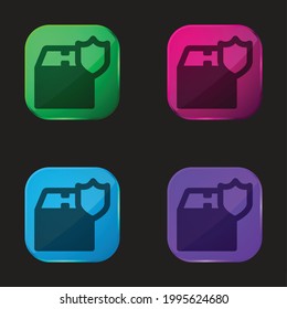Box four color glass button icon