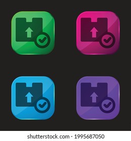 Box four color glass button icon