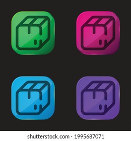 Box four color glass button icon