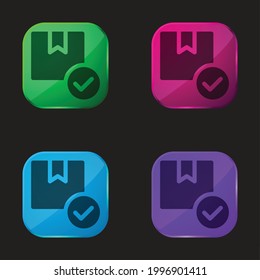 Box four color glass button icon