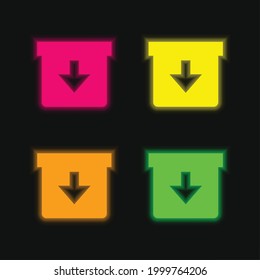 Box four color glowing neon vector icon