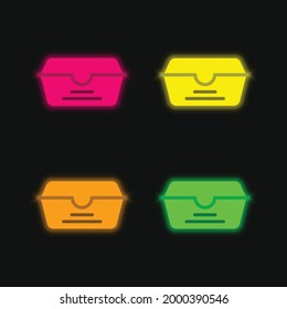 Cuadro cuatro colores de neonato brillante icono vector