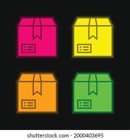 Cuadro cuatro colores de neonato brillante icono vector