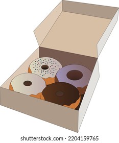 caja con cuatro donuts dulces