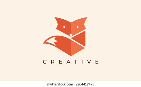 Box fox cube geometric logo design vector