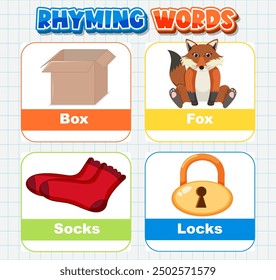 Box, fox, socks, and locks rhyming words