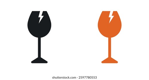 Box fragile colored icon set. Stock Vector