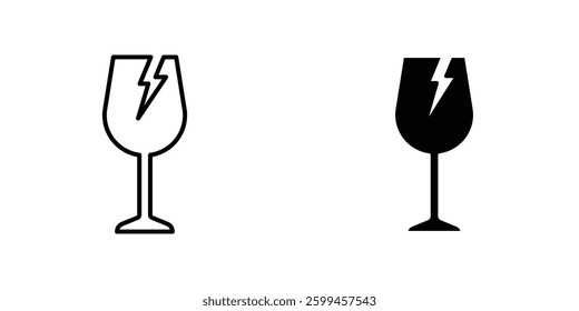 Box fragile flat simple vector icons illustration set.