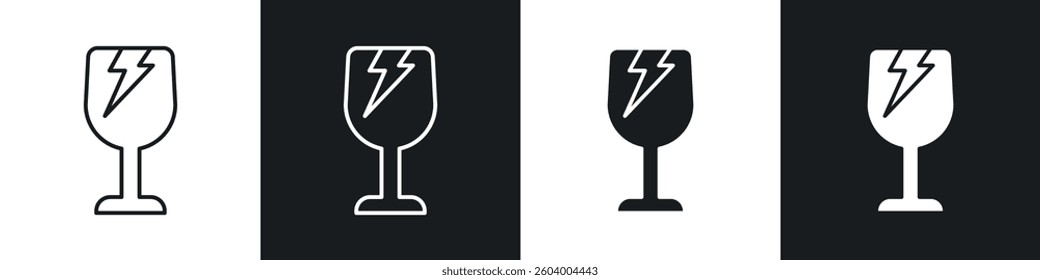 Box fragile icon symbol collection on white background.