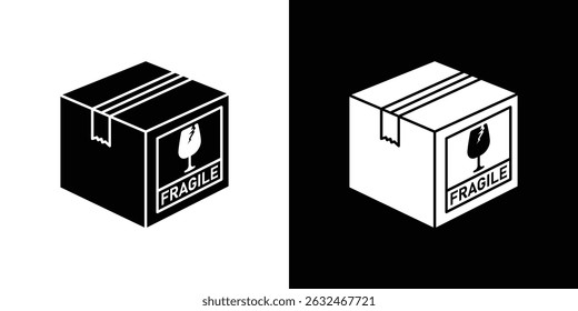 Box fragile icon Vector in flat style. Collection silhouettes