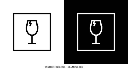 Vector frágil del icono de la caja, Plantilla del logotipo de la ilustración en estilo de moda