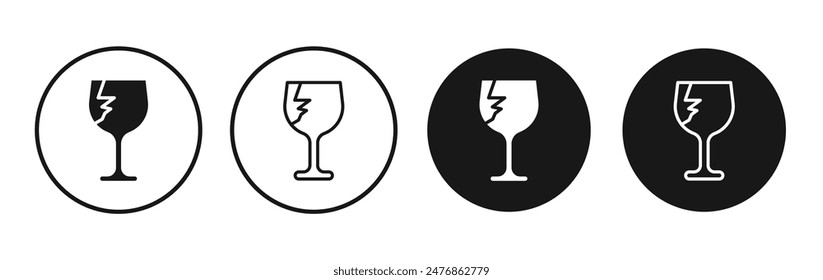 Box fragile line vector icon set.