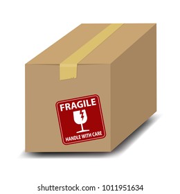 box with fragile sticker or label 