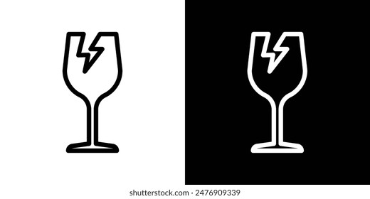 Cuadro fragilevector icono establecido sobre fondo blanco.