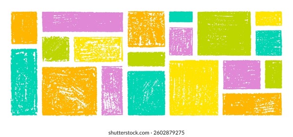 Box frame, crayon shape. Brush texture. Square rectangle vector shape. Spring summer color text background. Paint border, cute hand drawn paper design. Doodle pastel marker element. Brush frame box bg