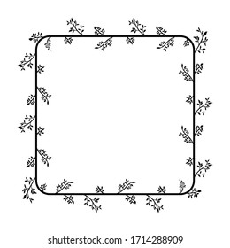 box frame in a floral style. border theme of plants. delimiters for text or calligraphy. flat design isolated white background.