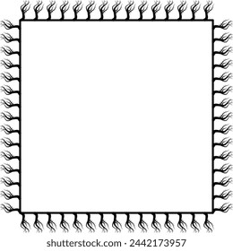 box frame motif in the style of leaves or plants, isolated white background ornament frame.

