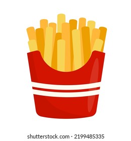 box of french fries flat vector illustration clipart isolated on white background