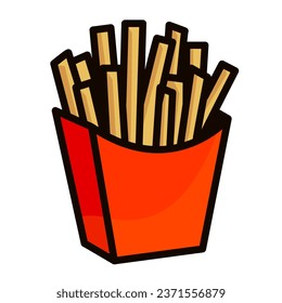 Schachtel mit Pommes frites, flache Vektorgrafik-Clipart einzeln auf weißem Hintergrund