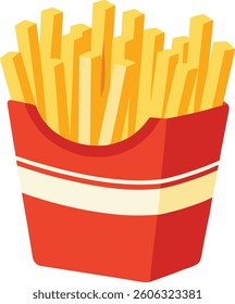 Box of French Fries Flat Vector Illustration | Clipart | Isolated on White Background