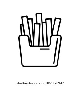 Box of french fries. Outline simple vector icon. Icon, symbol, geometric, doodle. 
