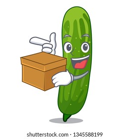 With box fresh cucumber slices on cartoon plate