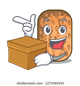 With box fried tempeh in bowl character wooden