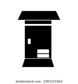 Box in front of the door icon. Isolated door icon. Editable color. EPS vector file