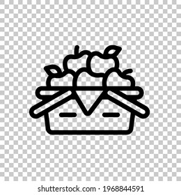 Box with fruits, simple icon. Black editable linear symbol on transparent background
