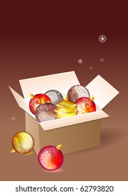 Box full of christmas balls