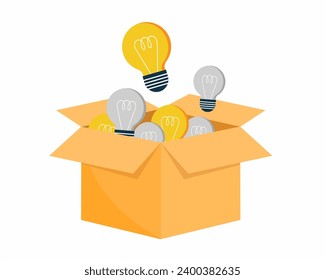 Box with full of ideas creative business idea with innovative thoughts vector illustration