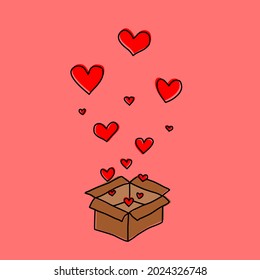 Box Full of Love Hand Drawing Vector Illustration