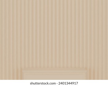 Se ha colocado una caja con motivos de mobiliario delante de un cuadro abrupto de color beige. 3d imagen de fondo vectorial.