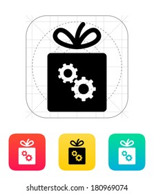 Box with gear icon. Vector illustration.