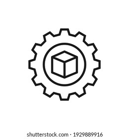 Box And Gear. Product Development Icon Concept Isolated On White Background. Vector Illustration