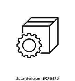 Box and gear. Product development icon concept isolated on white background. Vector illustration