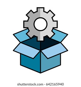 Box and gear wheel icon