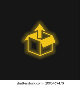 Box Get Out Gelb Glühendes Neonsymbol