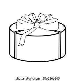 Box with a gift, black sign for design on a white background, vector illustration