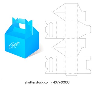 Box. Gift Blueprint Box Template. Craft Box Mockup. Retail Cardboard with DIe-cut Pattern. Dieline.