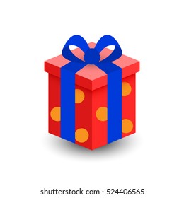 Box gift with bow. Vector illustration