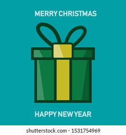 Box with a gift in a flat style. Box for Christmas and New Year. Vector