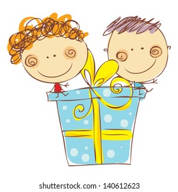 box gift happy vector boy boy girl and gift box box gift happy vector boy white kid child isolated people human man holding male dancing tiny smiling birthday boys grinning grin optimistic caricature