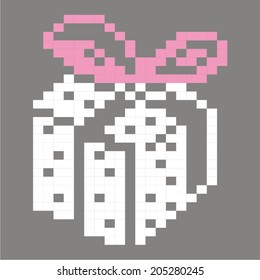 Box gift holiday greeting. Vector illustration.