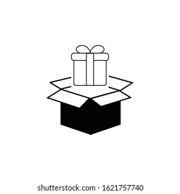 box gift icon black vector illustration