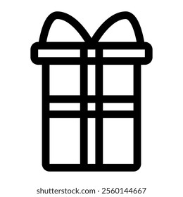 Box gift icon with simple and line style