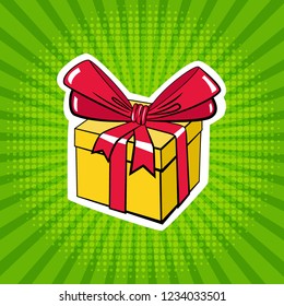 A box with a gift. Illustration in pop art style. Comic style